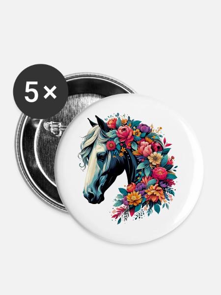 Pferd - Buttons mittel 32 mm (5er Pack) - Weiß