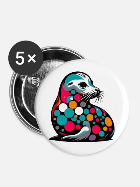 Siegel - Buttons mittel 32 mm (5er Pack) - Weiß