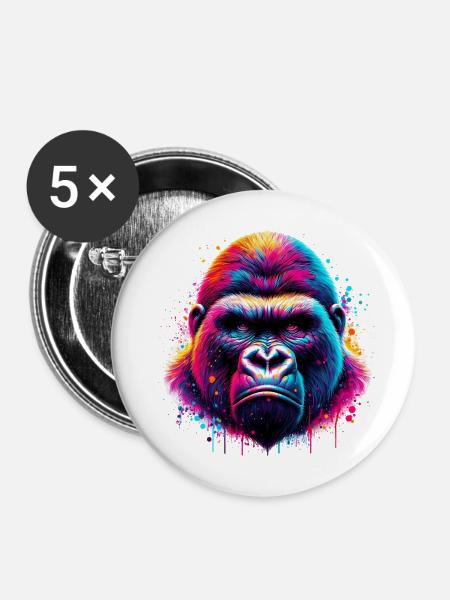Gorilla - Buttons mittel 32 mm (5er Pack) - Weiß