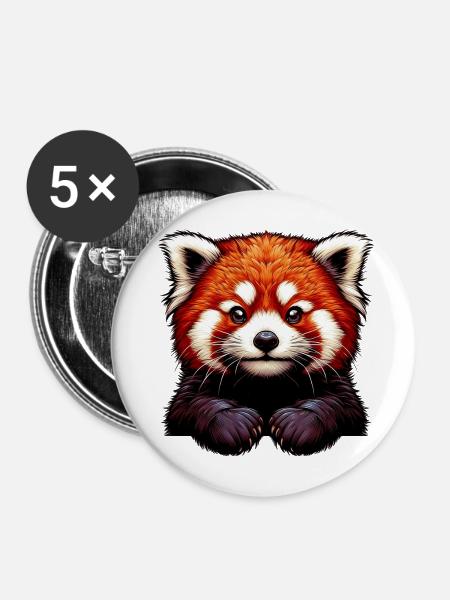 Kleiner Panda - Buttons mittel 32 mm (5er Pack) - Weiß