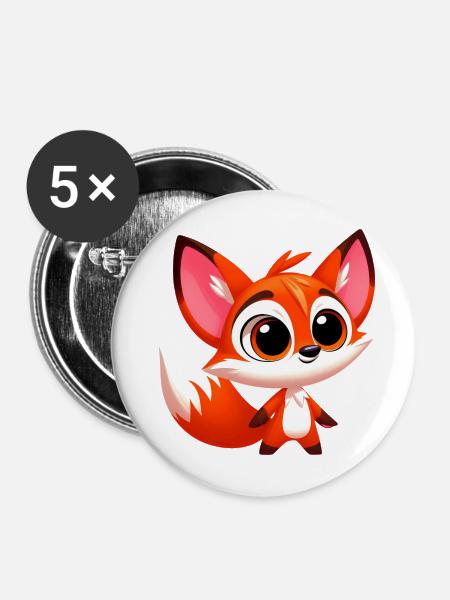 Fuchs - Buttons mittel 32 mm (5er Pack) - Weiß