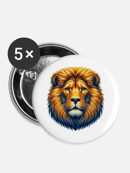 Löwe - Buttons mittel 32 mm (5er Pack) - Weiß