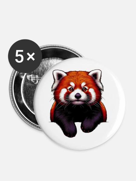 Kleiner Panda - Buttons mittel 32 mm (5er Pack) - Weiß