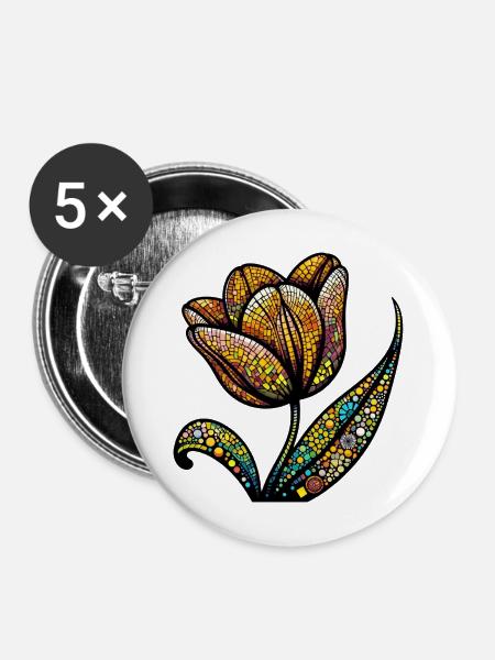 Tulpe - Buttons mittel 32 mm (5er Pack) - Weiß