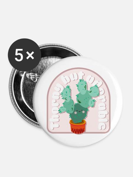 Thorny but Adorable Cactus - Buttons mittel 32 mm (5er Pack) - Weiß