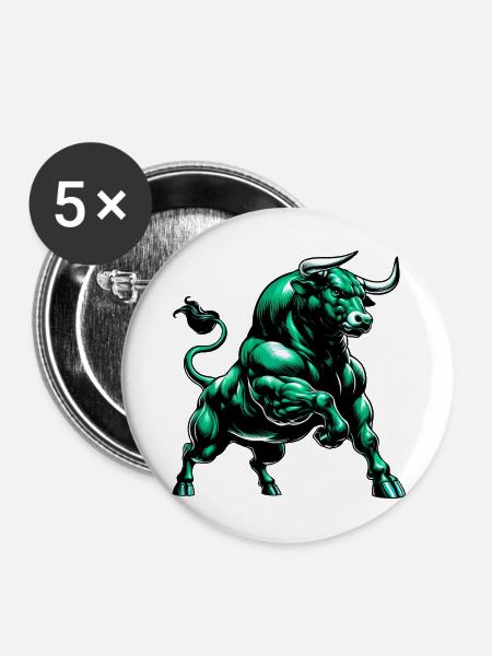 Stier - Buttons mittel 32 mm (5er Pack) - Weiß