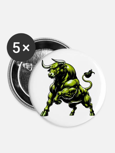 Stier - Buttons mittel 32 mm (5er Pack) - Weiß