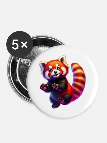 Kleiner Panda - Buttons mittel 32 mm (5er Pack) - Weiß