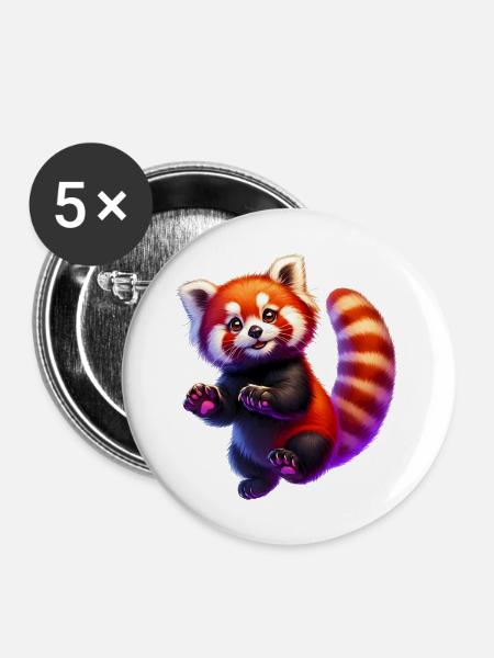 Kleiner Panda - Buttons mittel 32 mm (5er Pack) - Weiß