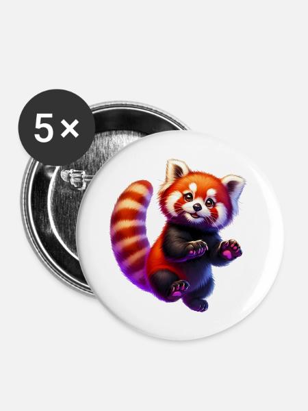Kleiner Panda - Buttons mittel 32 mm (5er Pack) - Weiß