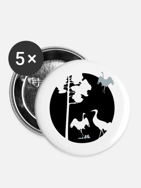 Afrika Kraniche - Buttons mittel 32 mm (5er Pack) - Weiß
