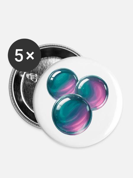 Galaktische Blasen - Buttons mittel 32 mm (5er Pack) - Weiß