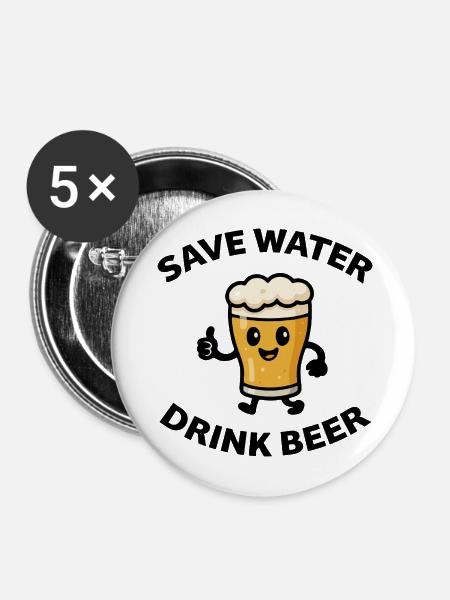 Wasservektor speichern - Buttons mittel 32 mm (5er Pack) - Weiß