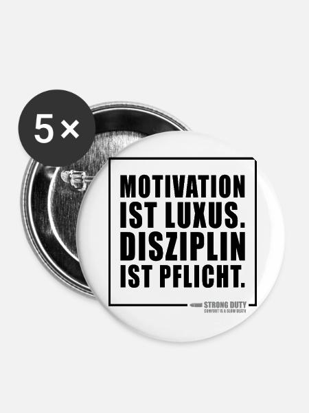 Motivation ist Luxus - Buttons mittel 32 mm (5er Pack) - Weiß