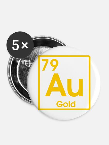 AU Gold – Design des Elementsymbols - Buttons mittel 32 mm (5er Pack) - Weiß