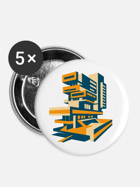 Architect Dream #2 - Buttons mittel 32 mm (5er Pack) - Weiß