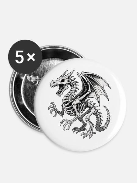 Himmlischer Drache Skelett Illustration - Buttons mittel 32 mm (5er Pack) - Weiß