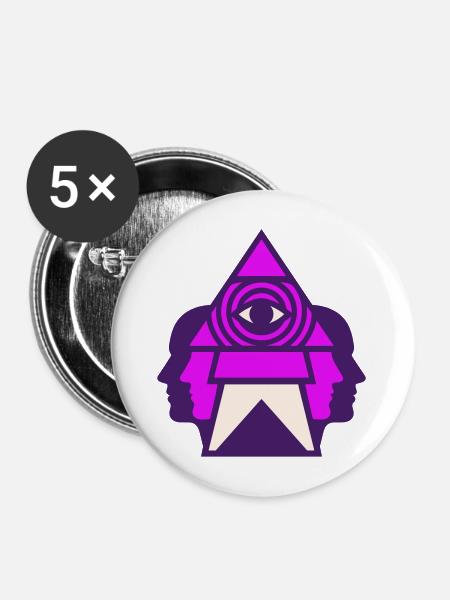 Dritte Auge Logo - Buttons mittel 32 mm (5er Pack) - Weiß