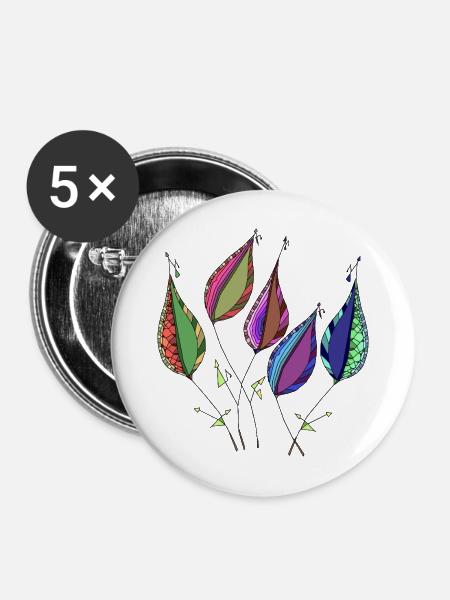 Blätter - Buttons mittel 32 mm (5er Pack) - Weiß
