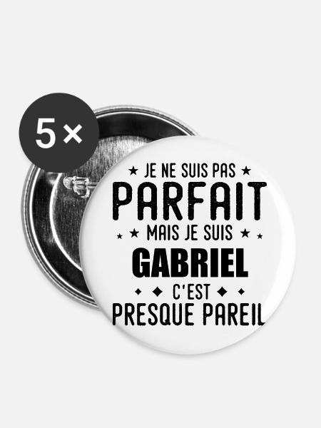 Gabriel: authentisch, unvollkommen, oberflächlich, perfekt - Buttons mittel 32 mm (5er Pack) - Weiß
