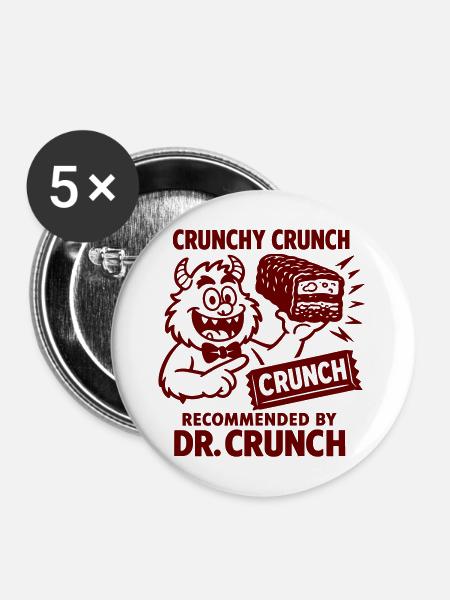Crunchy Crunch Monster - Buttons mittel 32 mm (5er Pack) - Weiß