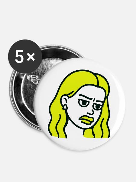 Sad Woman Pop-Art - Buttons mittel 32 mm (5er Pack) - Weiß