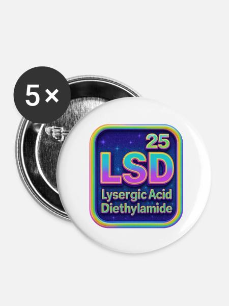Neon Psychedelisch Acid Retro - Buttons mittel 32 mm (5er Pack) - Weiß