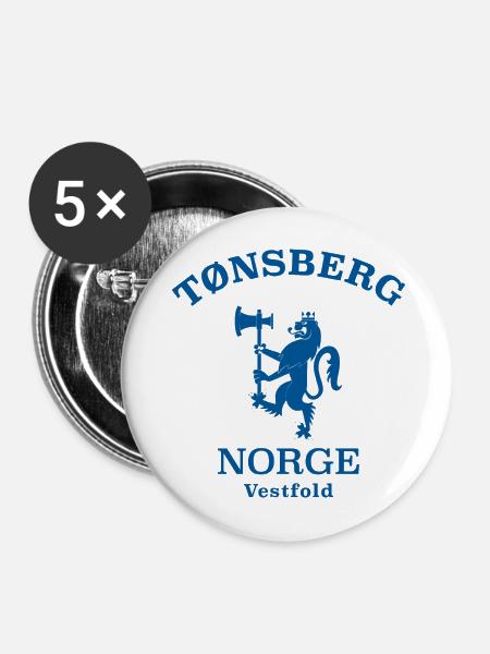 Tonsberg Norge Norwegen - Buttons mittel 32 mm (5er Pack) - Weiß