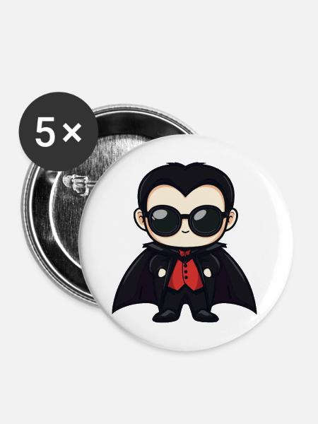 Vampir Halloween - Buttons mittel 32 mm (5er Pack) - Weiß