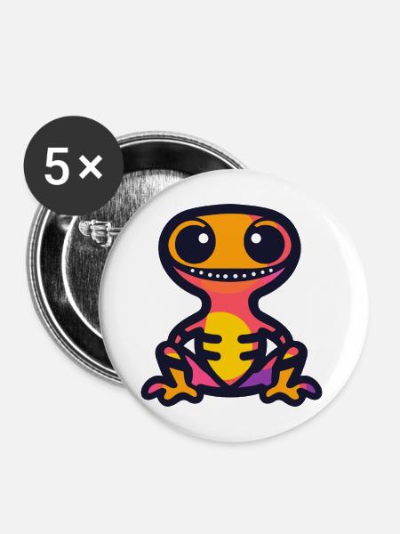 Echse Halloween Zombie - Buttons mittel 32 mm (5er Pack) - Weiß