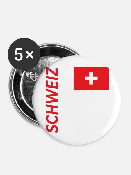 Genf - Buttons mittel 32 mm (5er Pack) - Weiß