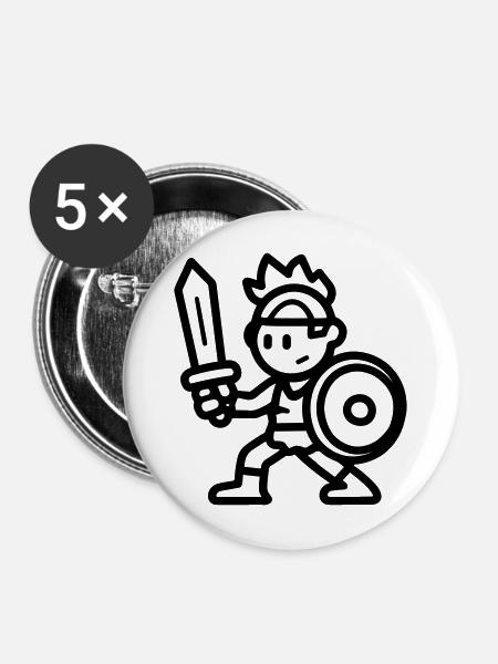 Krieger - Buttons mittel 32 mm (5er Pack) - Weiß