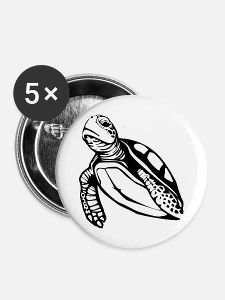 Schildkröten Schildkröten - Buttons mittel 32 mm (5er Pack) - Weiß