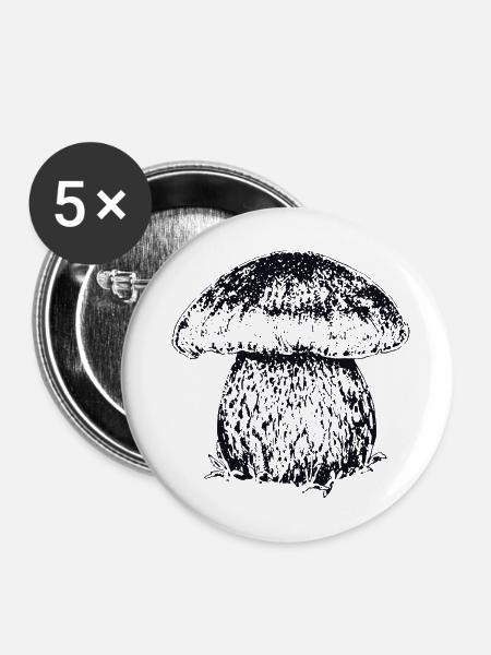 STEINPILZ - Buttons mittel 32 mm (5er Pack) - Weiß