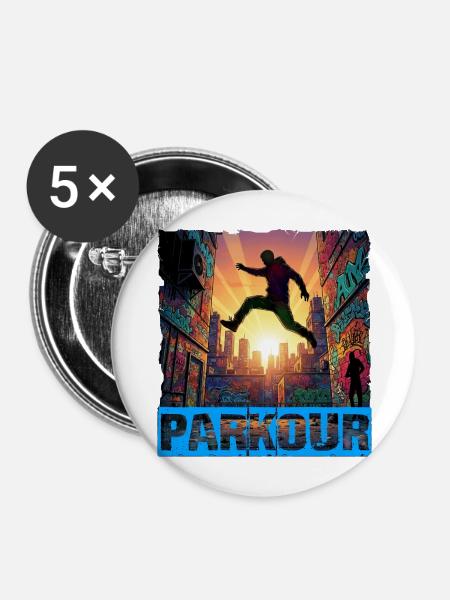 Parkour - Buttons mittel 32 mm (5er Pack) - Weiß