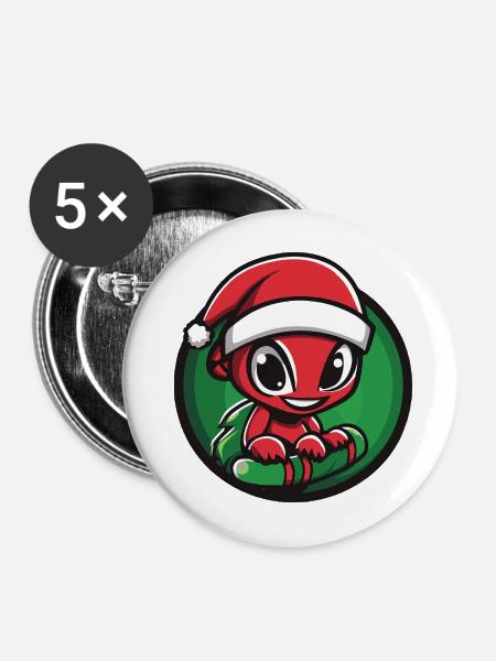 Ameise mit Santa-Hut - Buttons mittel 32 mm (5er Pack) - Weiß
