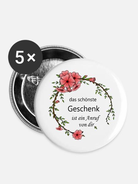 Hibiskus Blütenring  - Buttons mittel 32 mm (5er Pack) - Weiß
