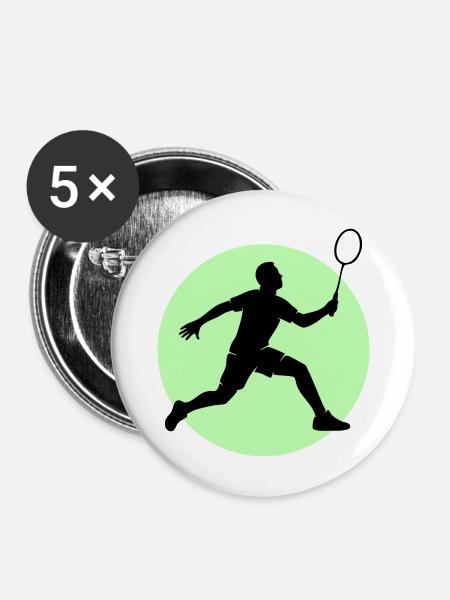 Badminton Spieler Vorhand - Buttons mittel 32 mm (5er Pack) - Weiß