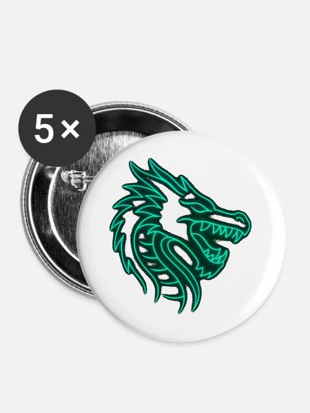 Neon Dragon Design - Buttons mittel 32 mm (5er Pack) - Weiß