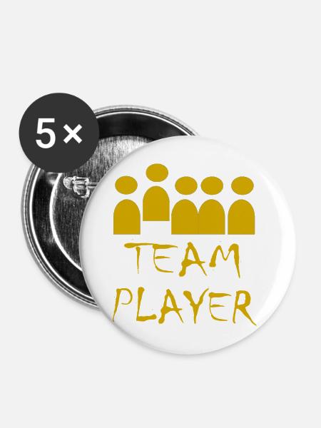 Teamspieler Silhouette  - Buttons mittel 32 mm (5er Pack) - Weiß
