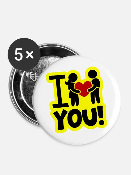 Ich Liebe Dich Liebesbeweis - Buttons mittel 32 mm (5er Pack) - Weiß