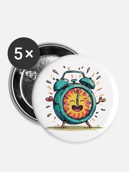 Sonnenwecker Jubelbild - Buttons mittel 32 mm (5er Pack) - Weiß