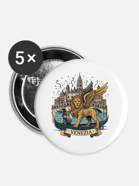 Venezia - Buttons mittel 32 mm (5er Pack) - Weiß