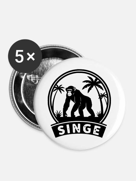 Affe - Buttons mittel 32 mm (5er Pack) - Weiß