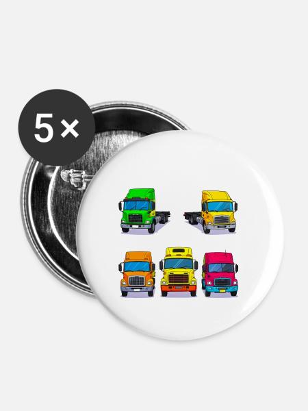 Lebendige Trucken-Sammlung - Buttons mittel 32 mm (5er Pack) - Weiß