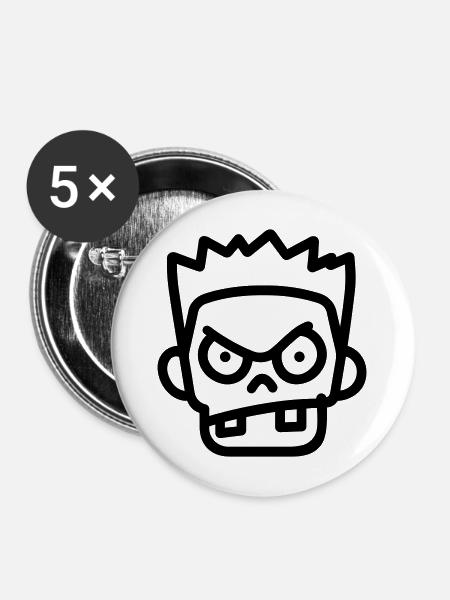 Zombie - Buttons mittel 32 mm (5er Pack) - Weiß