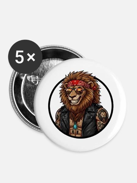 Löwenbiker Rock'n Roll Lederjacke - Buttons mittel 32 mm (5er Pack) - Weiß