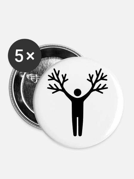 Baum Mensch Wurzeln Wachstum - Buttons mittel 32 mm (5er Pack) - Weiß