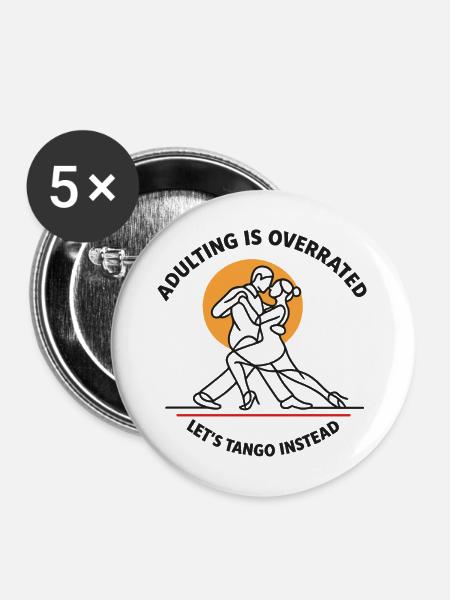 Tango Argentino Leidenschaft Geschenk - Buttons mittel 32 mm (5er Pack) - Weiß