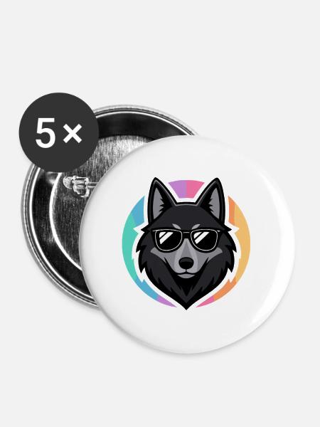 Wolf-Chic-Sonnenbrillen - Buttons mittel 32 mm (5er Pack) - Weiß